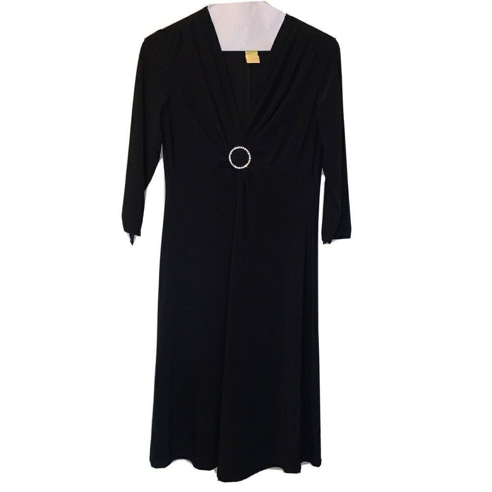 Evan Picone Black Midi Dress Size 2P